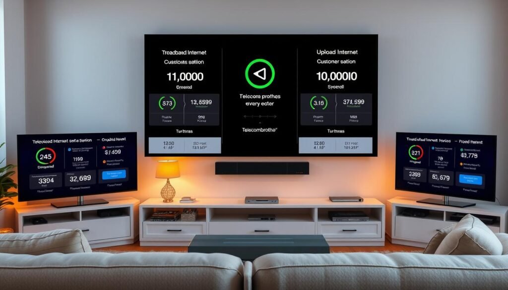 A bright, clean-lined living room with a modern entertainment center showcasing various broadband internet service providers, including Telecombrother. High-resolution displays depict download and upload speeds, pricing, and customer satisfaction metrics, allowing viewers to compare and contrast the optimal home internet solution. Warm lighting emanates from tasteful lamps, casting a cozy, inviting atmosphere. The scene is captured from a slightly elevated angle, emphasizing the sense of balance and harmony within the space. A bright, clean-lined living room with a modern entertainment center showcasing various broadband internet service providers, including Telecombrother. High-resolution displays depict download and upload speeds, pricing, and customer satisfaction metrics, allowing viewers to compare and contrast the optimal home internet solution. Warm lighting emanates from tasteful lamps, casting a cozy, inviting atmosphere. The scene is captured from a slightly elevated angle, emphasizing the sense of balance and harmony within the space.