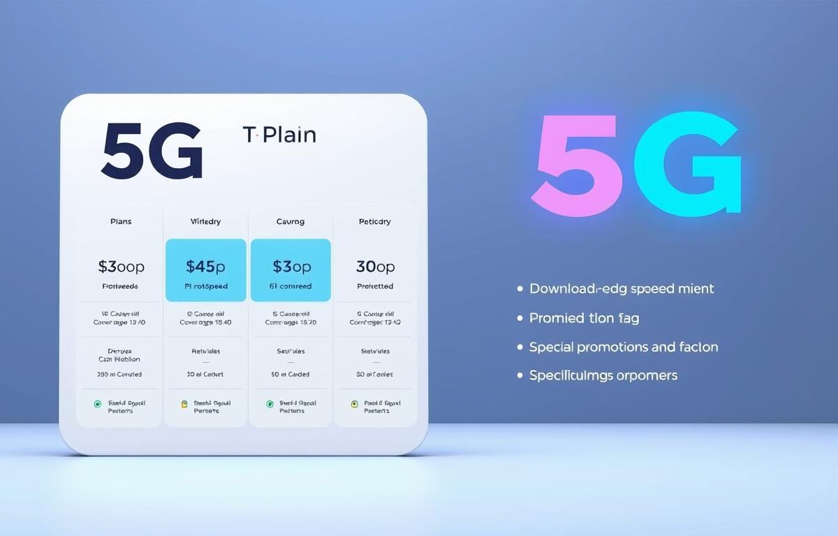 A modern, sleek 5G plan diagram featuring the Telecombrother brand logo. Set against a clean, minimalist background, the plan's key features are prominently displayed, including download/upload speeds, 5G coverage, and special promotional offers. The layout is balanced and visually appealing, using a cohesive color scheme and smooth transitions between sections. The overall impression is one of a cutting-edge, premium 5G service that promises reliable connectivity and valuable customer benefits.